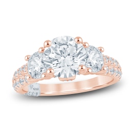 Pnina Tornai Couture Round-Cut Diamond Three-Stone Engagement Ring 3 ct tw 18K Rose Gold