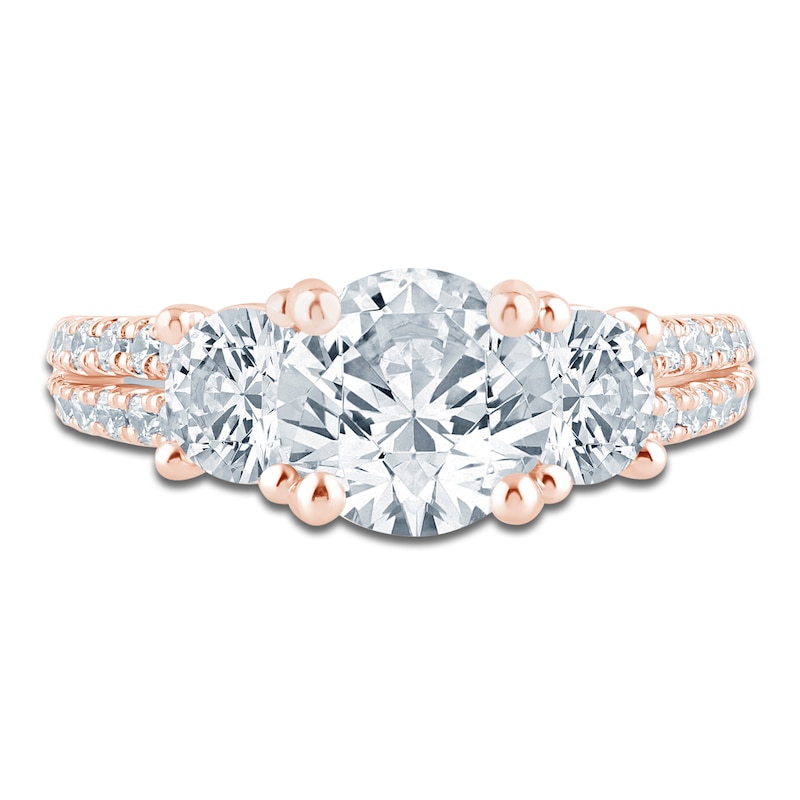 Pnina Tornai Couture Round-Cut Diamond Three-Stone Engagement Ring 3 ct tw 18K Rose Gold