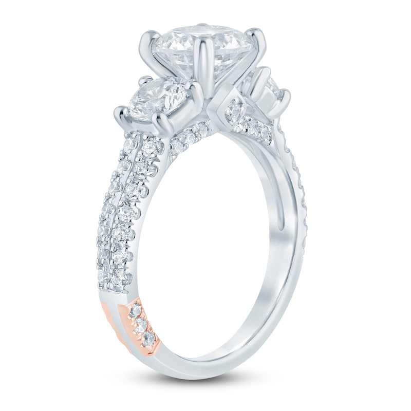 Pnina Tornai Couture Round-Cut Diamond Three-Stone Engagement Ring 3 ct tw 18K White Gold