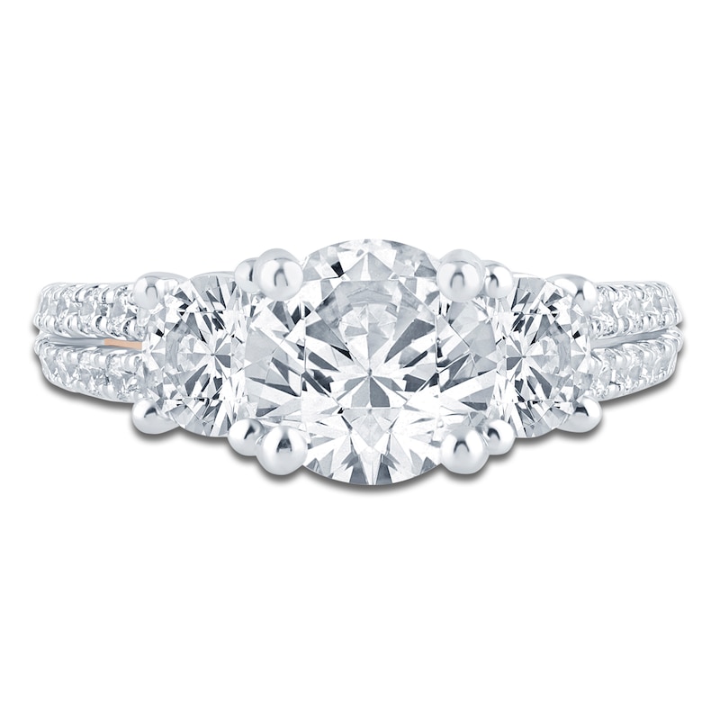 Pnina Tornai Couture Round-Cut Diamond Three-Stone Engagement Ring 3 ct tw 18K White Gold