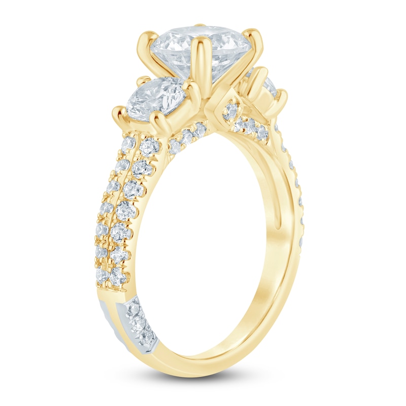 Pnina Tornai Couture Round-Cut Diamond Three-Stone Engagement Ring 3 ct tw 18K Yellow Gold