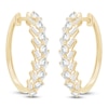 Thumbnail Image 2 of Baguette & Round-Cut Lab-Created Diamond Hoop Earrings 2 ct tw 14K Yellow Gold