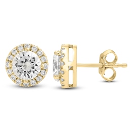 Brilliant Moments Diamond Halo Stud Earrings 2-1/2 ct tw 14K Yellow Gold