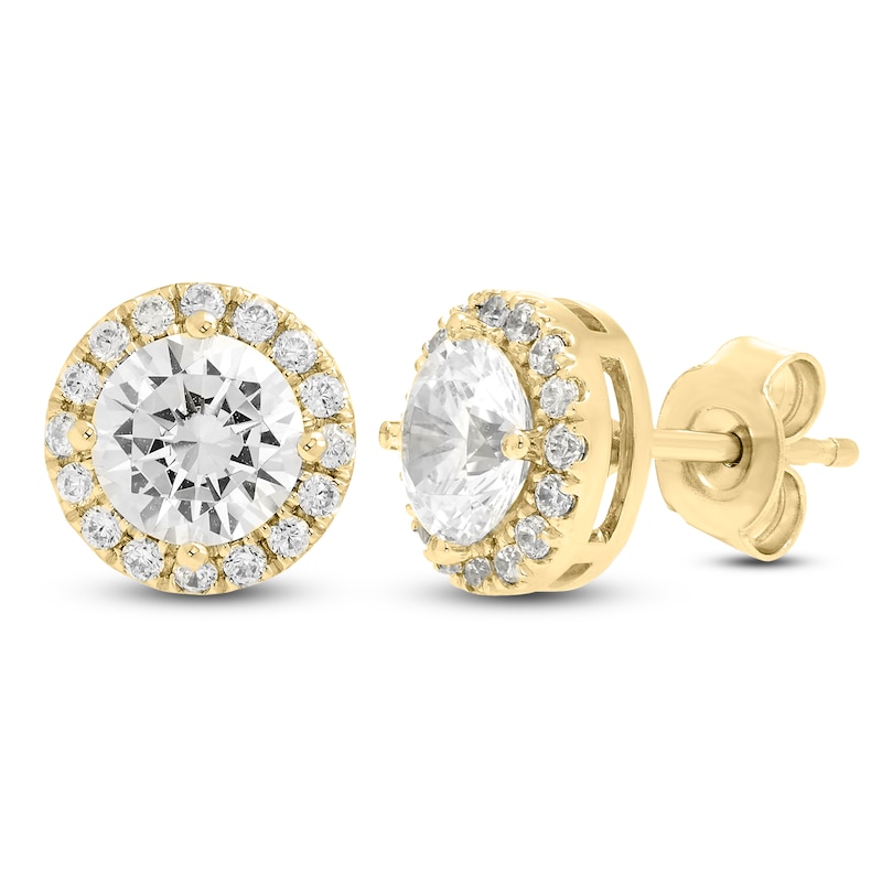 Main Image 2 of Brilliant Moments Diamond Halo Stud Earrings 2-1/2 ct tw 14K Yellow Gold