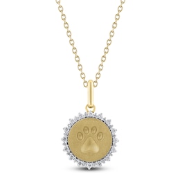 Diamond Paw Print Medallion Necklace 1/4 ct tw 10K Yellow Gold 18&quot;