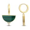 Thumbnail Image 1 of Half-Moon Natural Malachite & Diamond Dangle Hoop Earrings 1/15 ct tw 14K Yellow Gold