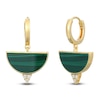 Thumbnail Image 2 of Half-Moon Natural Malachite & Diamond Dangle Hoop Earrings 1/15 ct tw 14K Yellow Gold