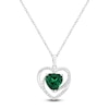 Thumbnail Image 1 of Heart-Shaped Lab-Created Emerald & Diamond Necklace 1/20 ct tw 10K White Gold 18&quot;