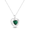 Thumbnail Image 2 of Heart-Shaped Lab-Created Emerald & Diamond Necklace 1/20 ct tw 10K White Gold 18&quot;