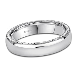 Kirk Kara Men's Polished Milgrain Wedding Band 14K White Gold 5mm