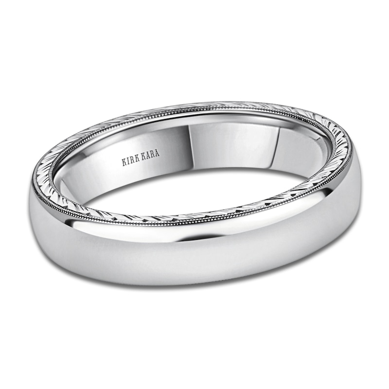 Main Image 1 of Kirk Kara Men's Polished Milgrain Wedding Band 14K White Gold 5mm