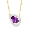 Thumbnail Image 1 of Pear-Shaped Natural Amethyst & Diamond Tilted Necklace 1/8 ct tw 10K Yellow Gold 18&quot;