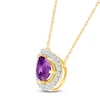 Thumbnail Image 2 of Pear-Shaped Natural Amethyst & Diamond Tilted Necklace 1/8 ct tw 10K Yellow Gold 18&quot;