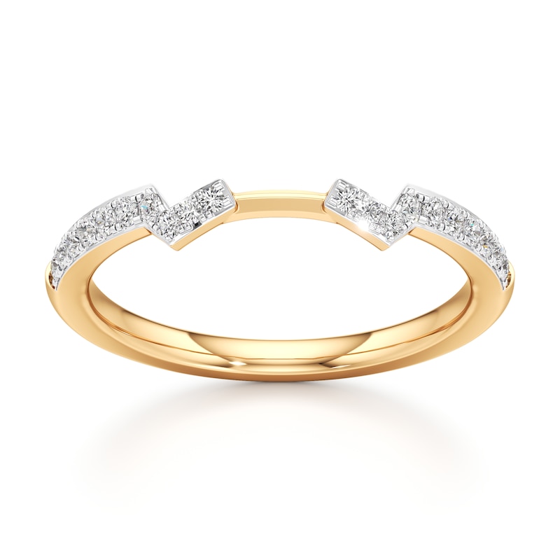 Main Image 1 of J'Lure Lab-Created Diamond Angled Contour Wedding Band 1/6 ct tw 18K Yellow Gold