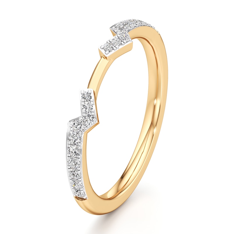 Main Image 4 of J'Lure Lab-Created Diamond Angled Contour Wedding Band 1/6 ct tw 18K Yellow Gold