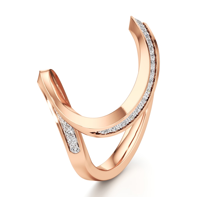 Main Image 4 of J'Lure Lab-Created Diamond Contour Wedding Band 1/6 ct tw 18K Rose Gold