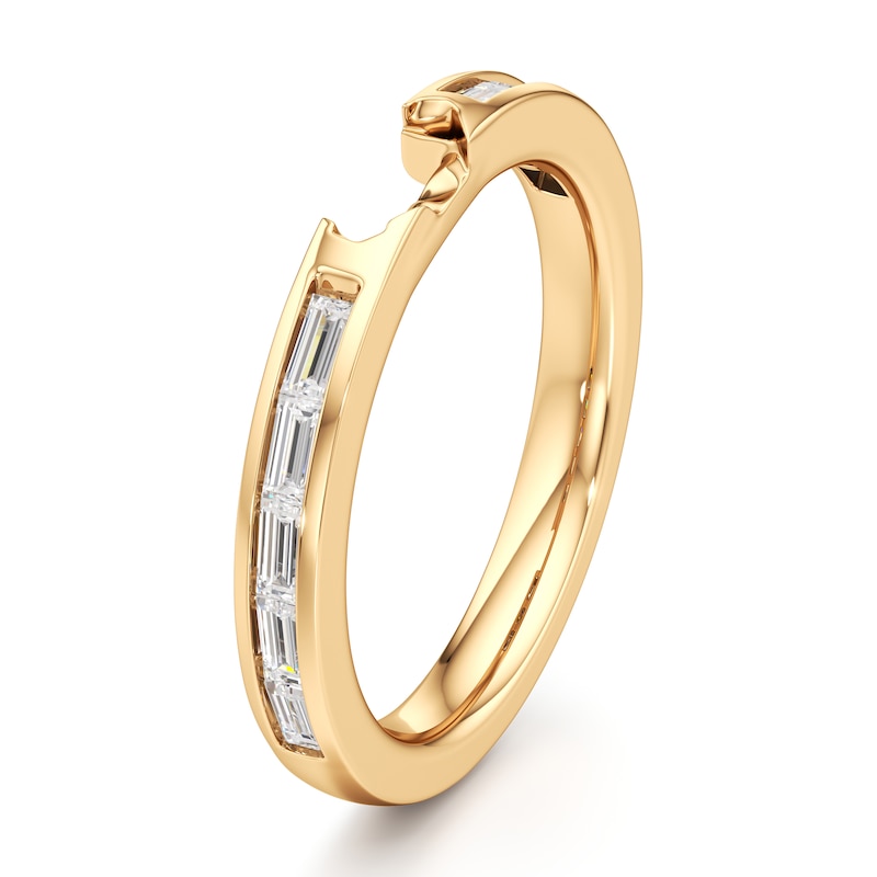 Main Image 4 of J'Lure Baguette-Cut Lab-Created Diamond Contour Wedding Band 3/8 ct tw 18K Yellow Gold