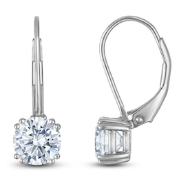 Round-Cut Lab-Created Diamond Solitaire Drop Earrings 2 ct tw 14K White Gold (SI2/F)