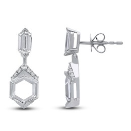 J'Lure Hexagon Portrait-Cut & Hexagon Baguette-Cut Lab-Created Diamond Dangle Earrings 2-7/8 ct tw 14K White Gold