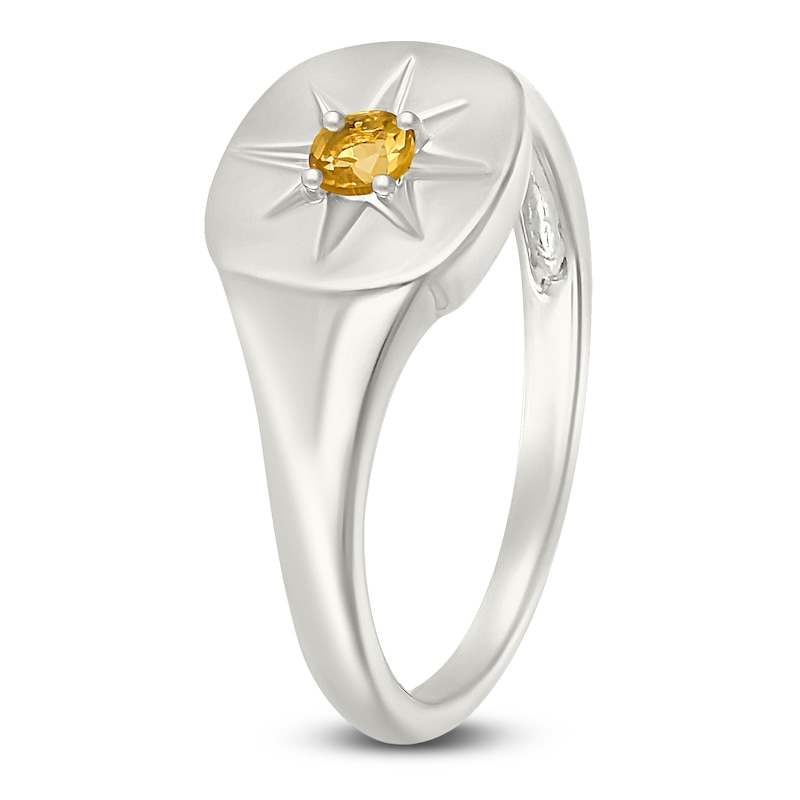 Main Image 2 of Natural Citrine Star Signet Ring Sterling Silver