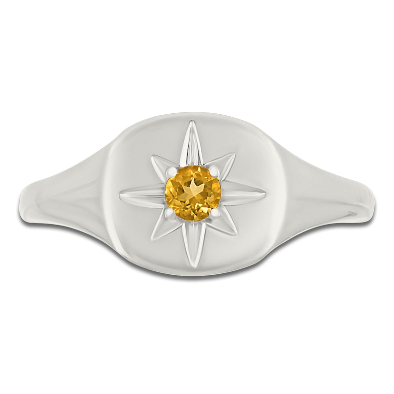 Main Image 3 of Natural Citrine Star Signet Ring Sterling Silver