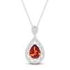 Thumbnail Image 1 of Pear-Shaped Natural Garnet & Diamond Necklace 1/10 ct tw Sterling Silver 18&quot;