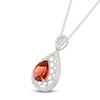 Thumbnail Image 2 of Pear-Shaped Natural Garnet & Diamond Necklace 1/10 ct tw Sterling Silver 18&quot;