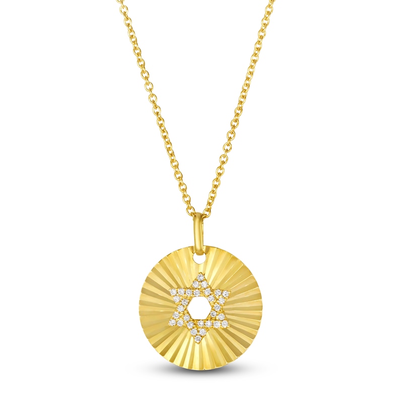 Main Image 1 of Le Vian Diamond Star Of David Medallion Necklace 1/15 ct tw 14K Honey Gold 18&quot;