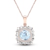 Thumbnail Image 1 of Aquamarine Necklace 1/3 ct tw Round/Baguette 10K Rose Gold