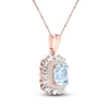 Thumbnail Image 2 of Aquamarine Necklace 1/3 ct tw Round/Baguette 10K Rose Gold