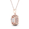 Thumbnail Image 3 of Aquamarine Necklace 1/3 ct tw Round/Baguette 10K Rose Gold