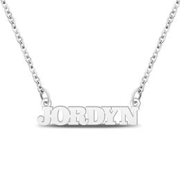 Block Name Necklace 10K White Gold 18&quot;